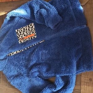 PLUSH Lounge x Revolve Cheetah Trim Fleece Sherpa Jacket Size Small